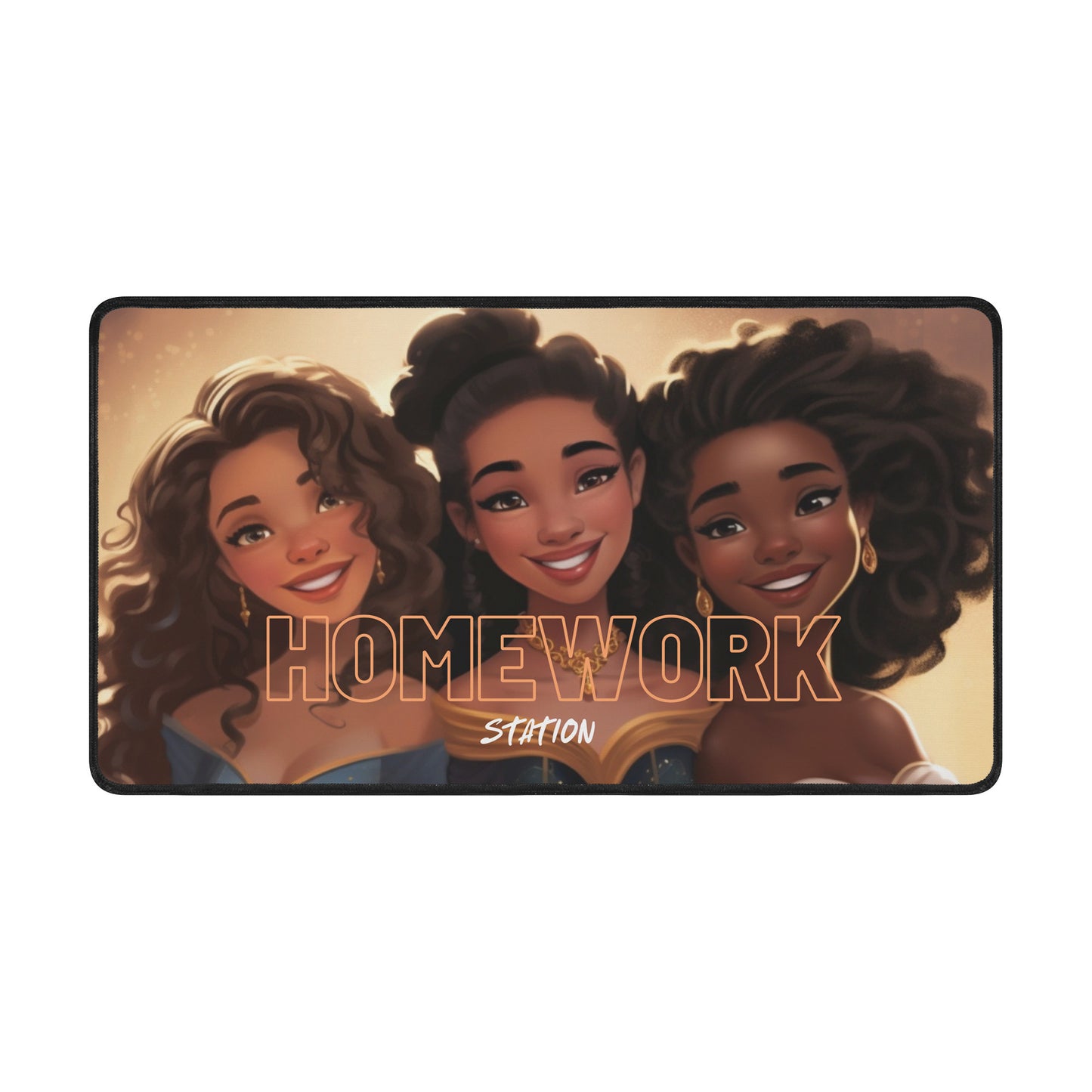 3 black princess desk mat with homework station on top